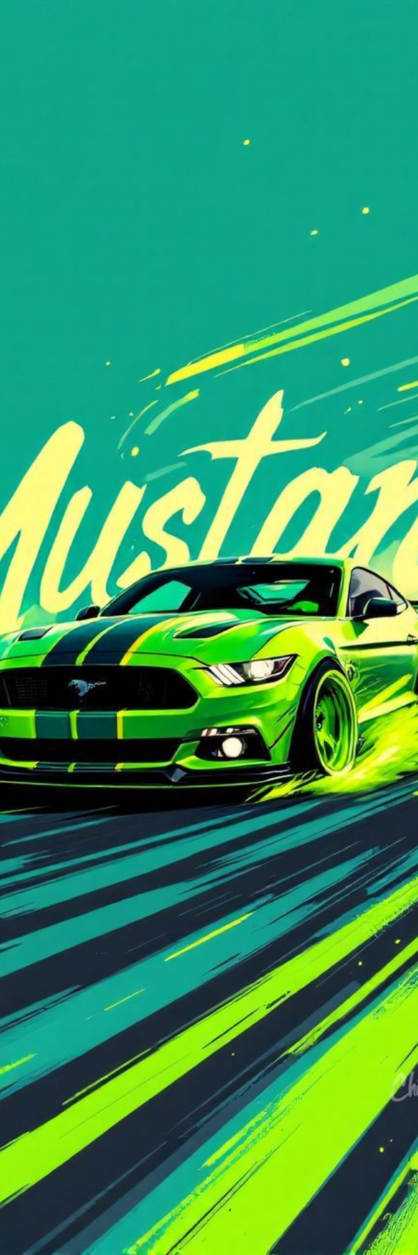 Ford Mustang Green Bookmark – Vintage Racing Car Design