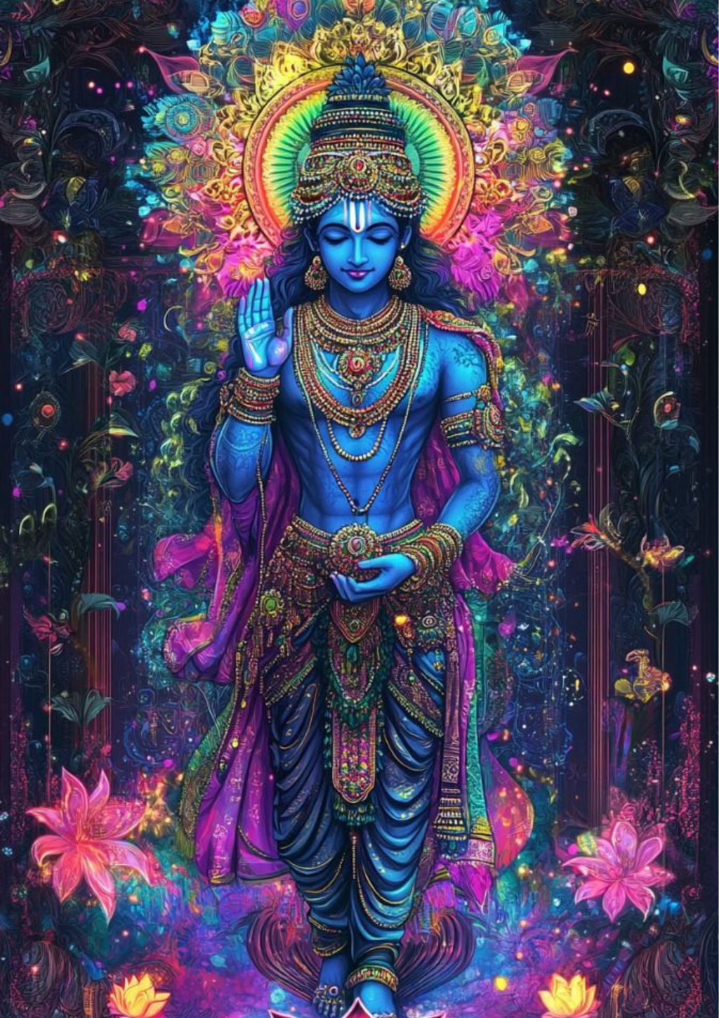 Lord Krishna Poster – Divine Spiritual Meditation Wall Decor