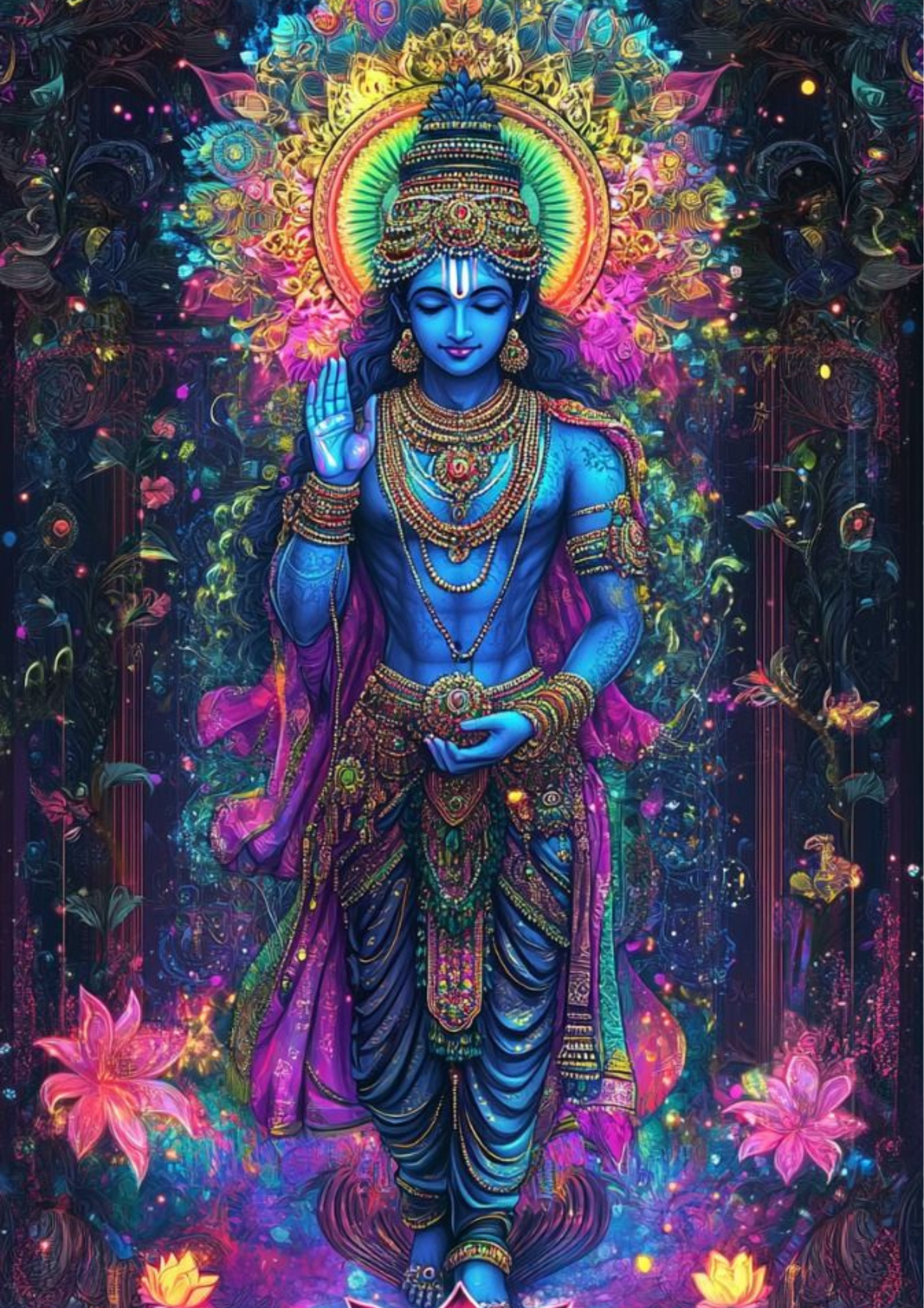 Lord Krishna Poster – Divine Spiritual Meditation Wall Decor