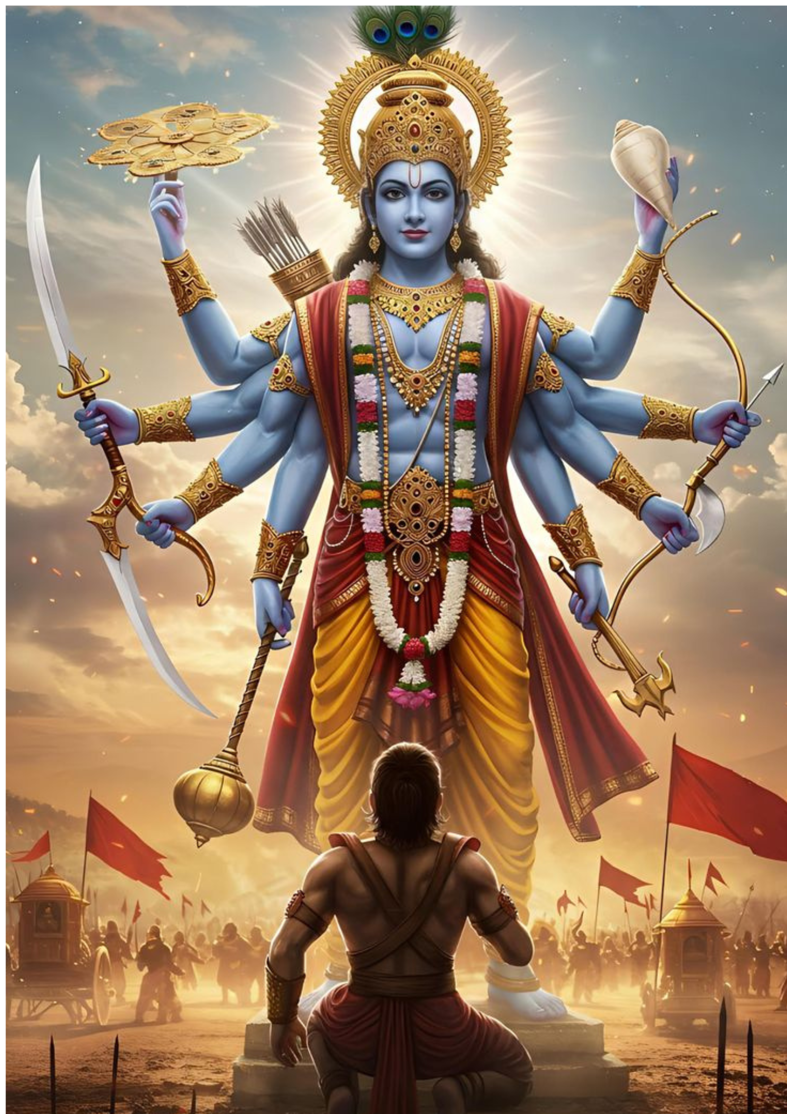 Lord Vishnu Avatar Poster – Spiritual Mythology Wall Art