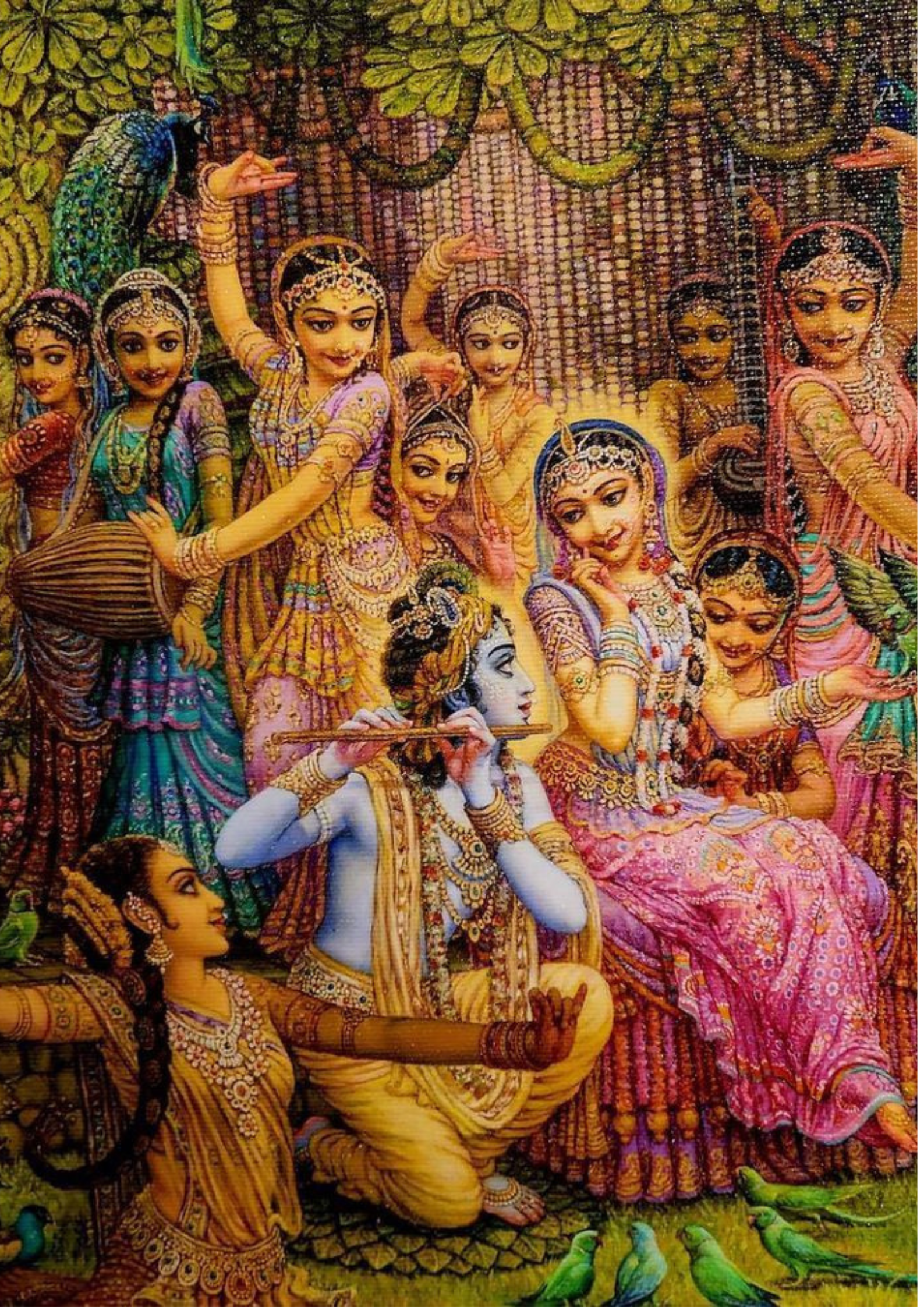 Radha Krishna with Gopis Poster – Devotional Bhakti Wall Art