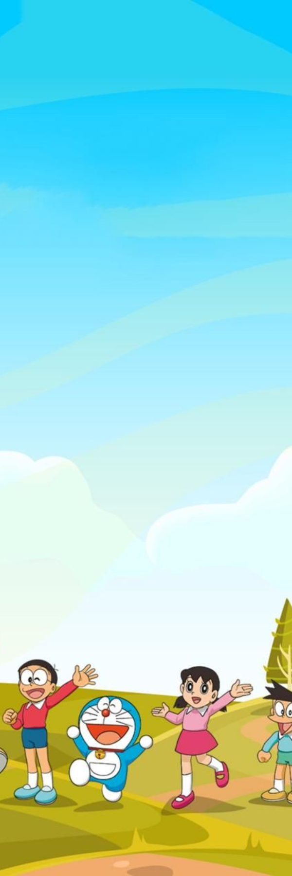 Doraemon & Nobita Running in the Field Bookmark – Fun Cartoon Design