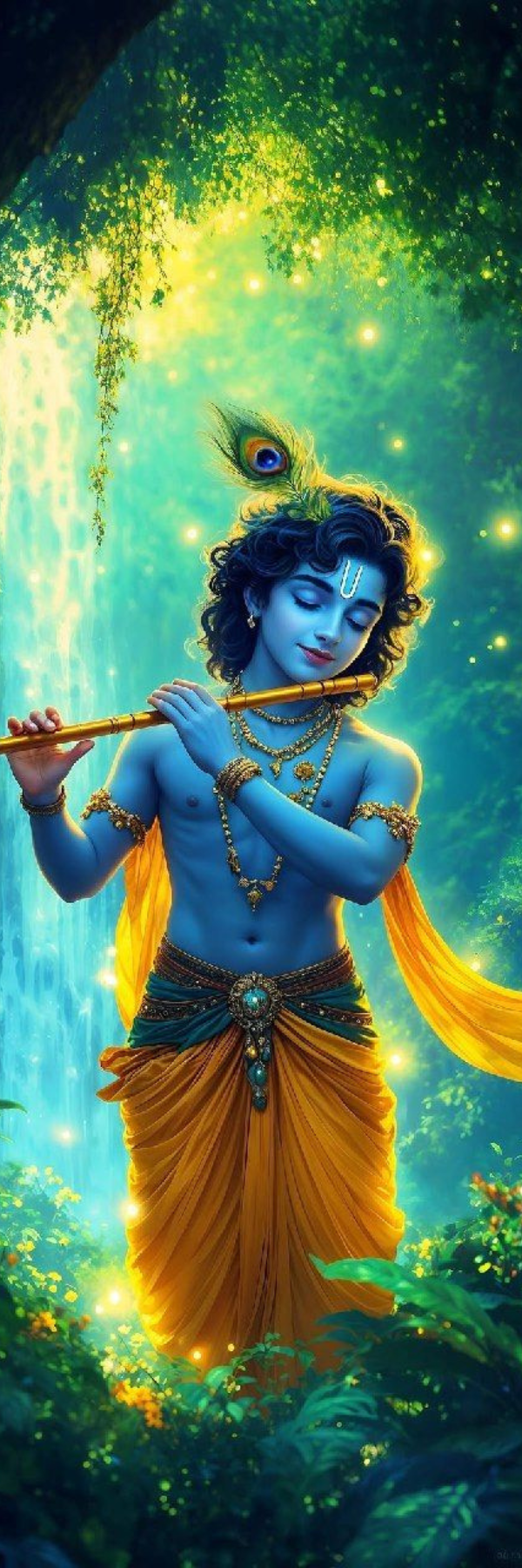 Krishna in Bliss – Ethereal Devotional Bookmark