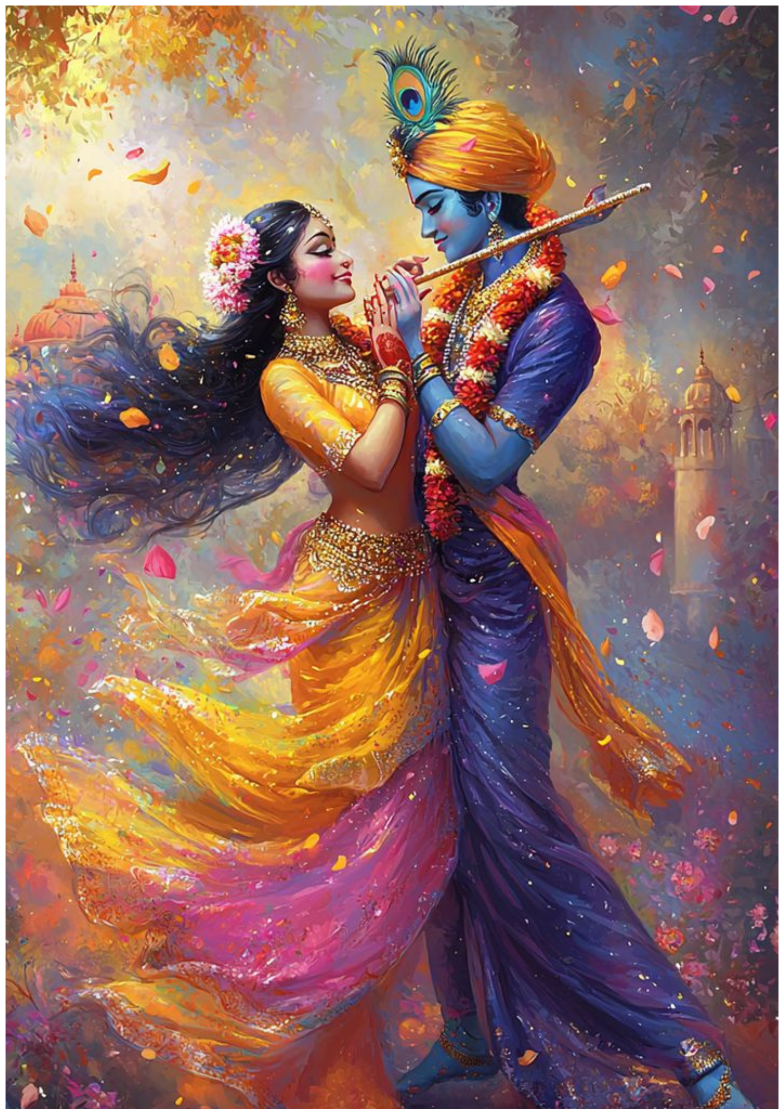 Radha Krishna Dance Poster – Divine Love Spiritual Wall Art