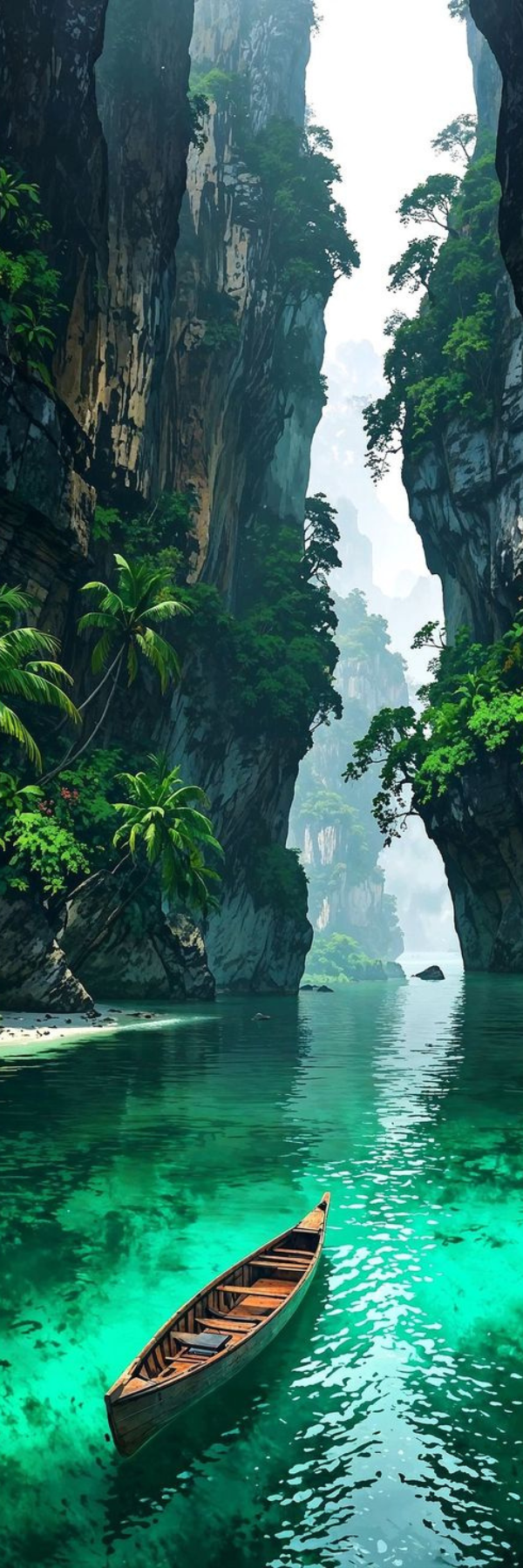 Waterfall Canyon Wallpaper – Tropical Green Landscape in 4K
