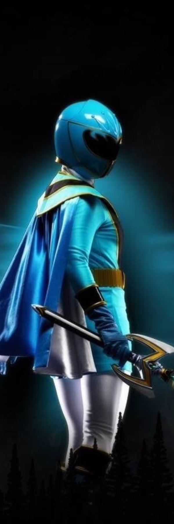 Blue Power Ranger Bookmark – Action Pose Cartoon Design