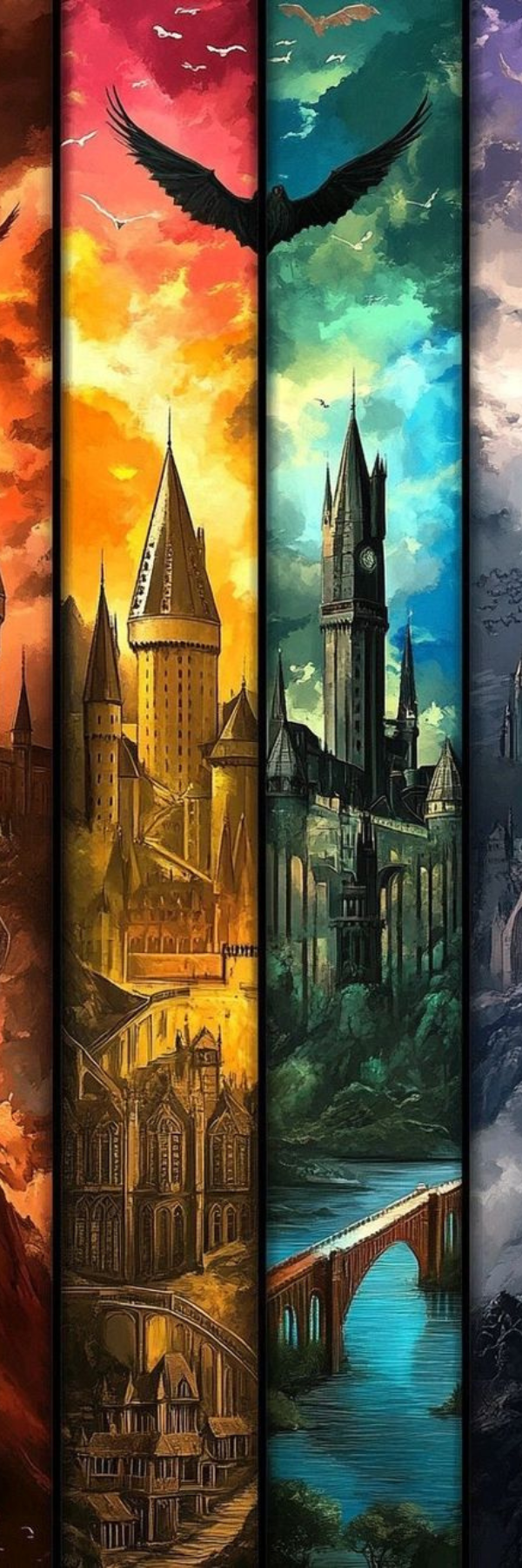Hogwarts Castle Bookmark – Harry Potter Fantasy School Illustration