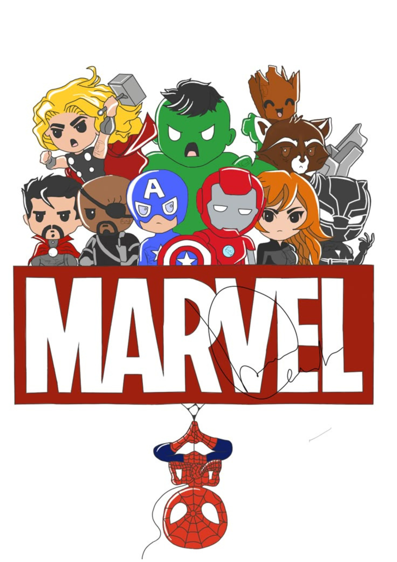 Marvel Chibi Poster – Cute Superhero Wall Art for Kids & Fans