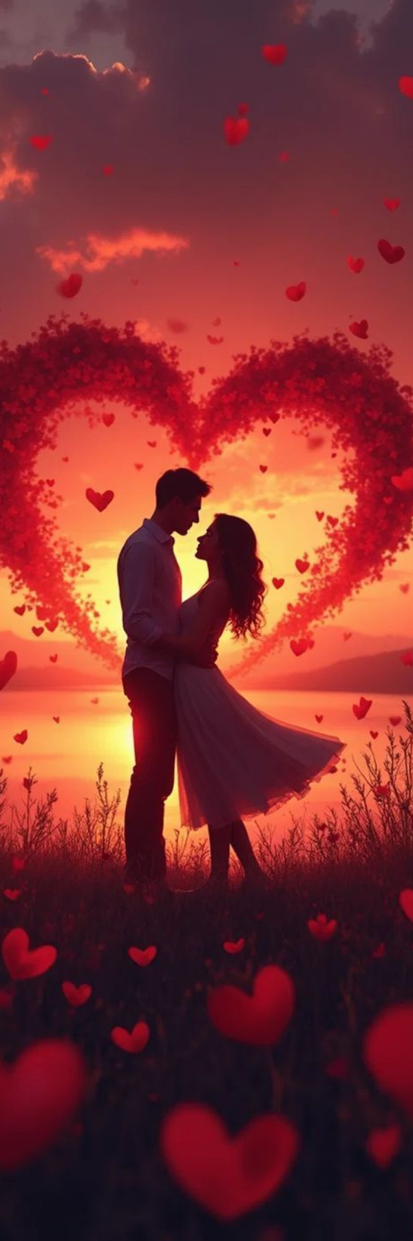 Eternal Flame – Silhouette Couple in Field Bookmark