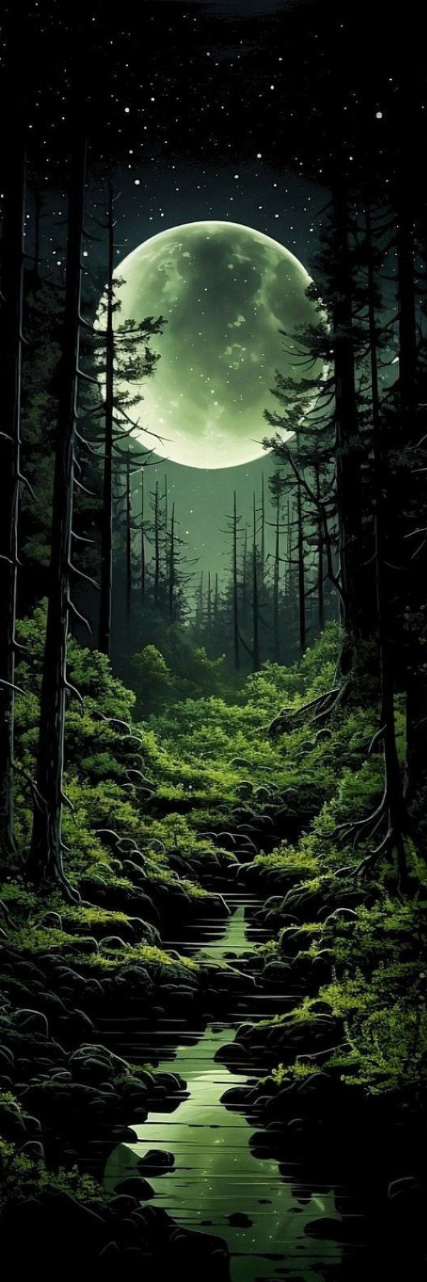 Dark Forest Moonlight Wallpaper – HD Aesthetic Background