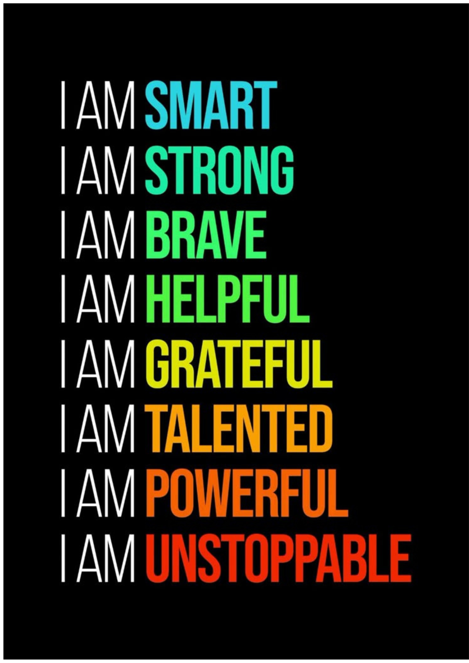 I Am Affirmations Poster – Positive Mindset Motivational Wall Art