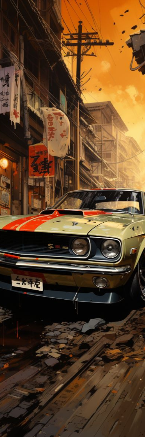 Classic Muscle Car Bookmark – Retro American Car Illustration