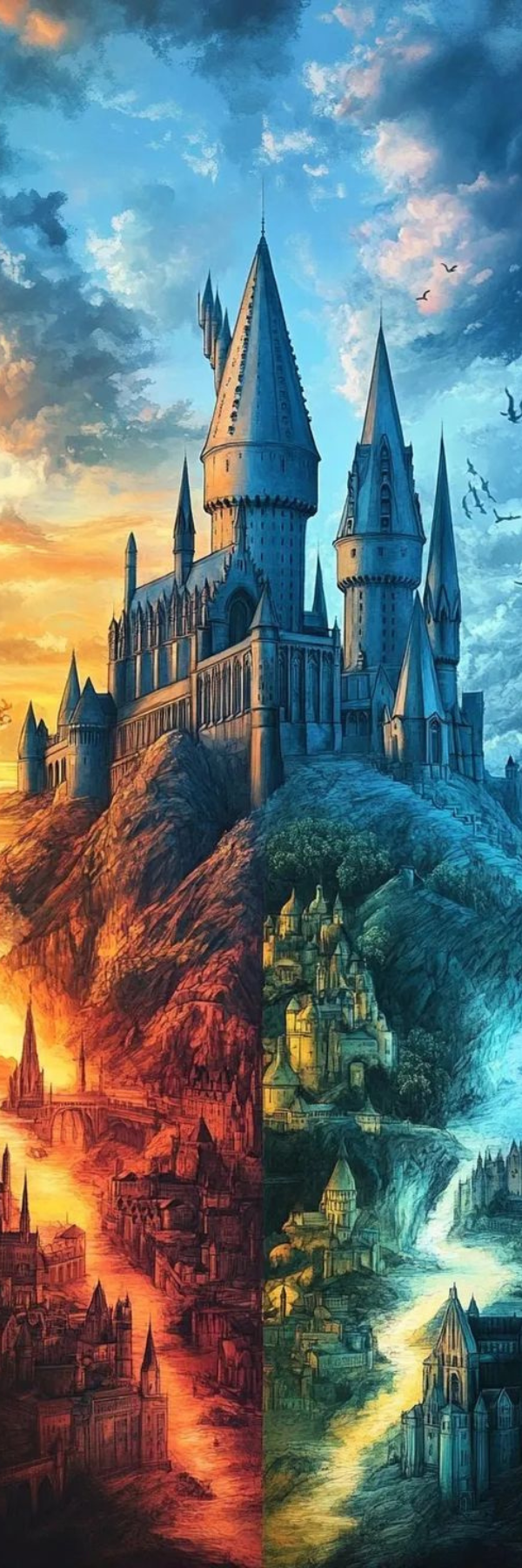 Hogwarts Castle Scenic Bookmark – Magical Harry Potter Fantasy Design