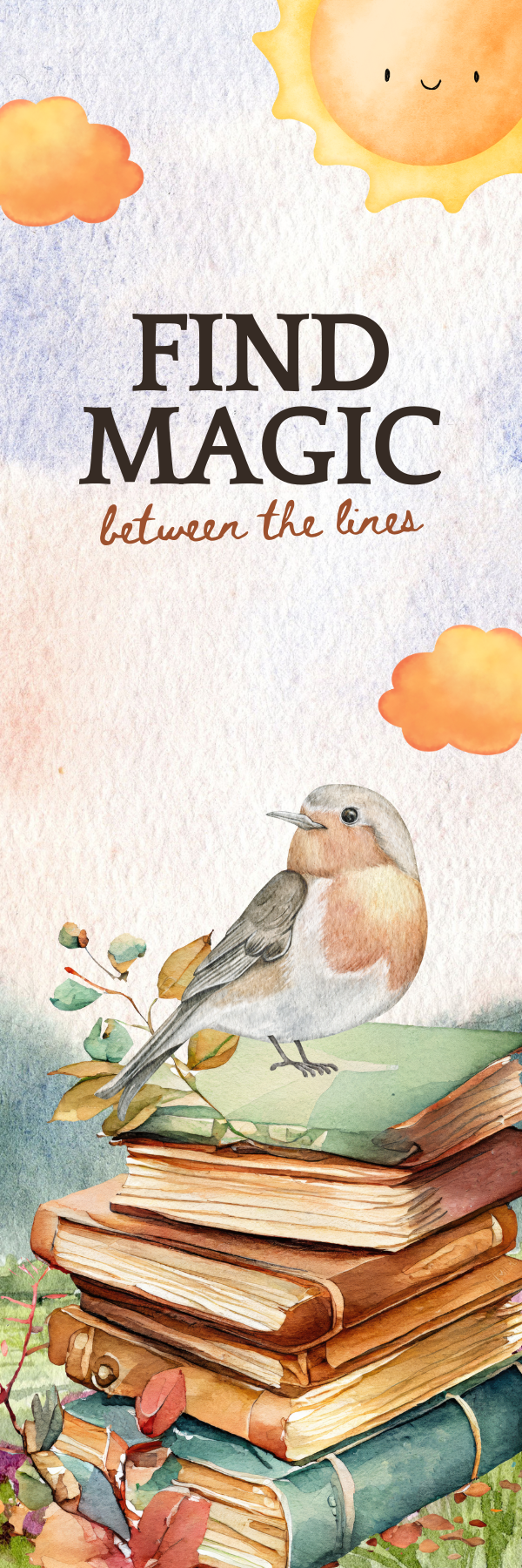 Brown Watercolor Brush Bookmark – Find Magic Reading Gift for Bookworms