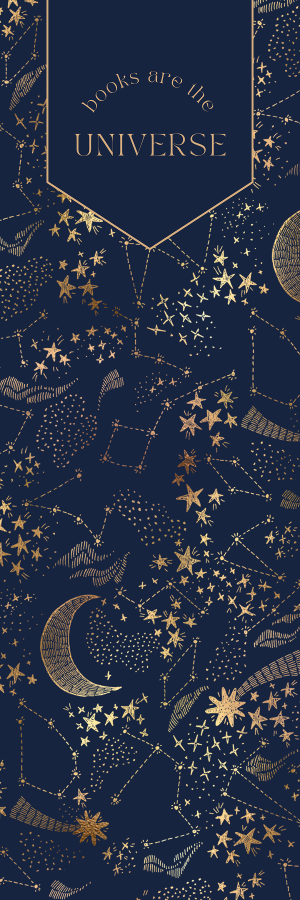 Celestial Starry Night Bookmark – Magic Gold and Blue Printable