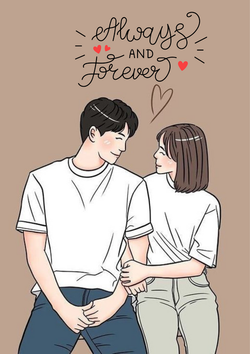 Always & Forever Romantic Couple Poster | Minimal Aesthetic Wall Art