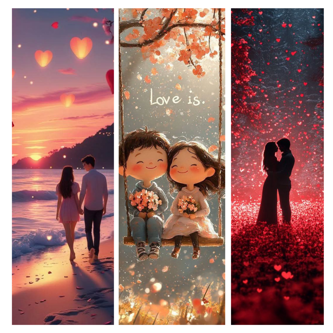Romantic Couple Bookmarks Set of 3 | Love-Themed Cute & Aesthetic Reading Accessories