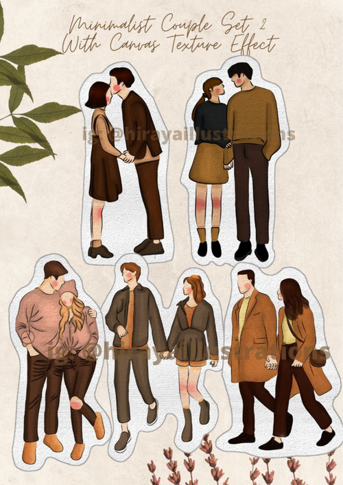 Aesthetic Couple Outfit Poster | Romantic Fashion Illustration Wall Art