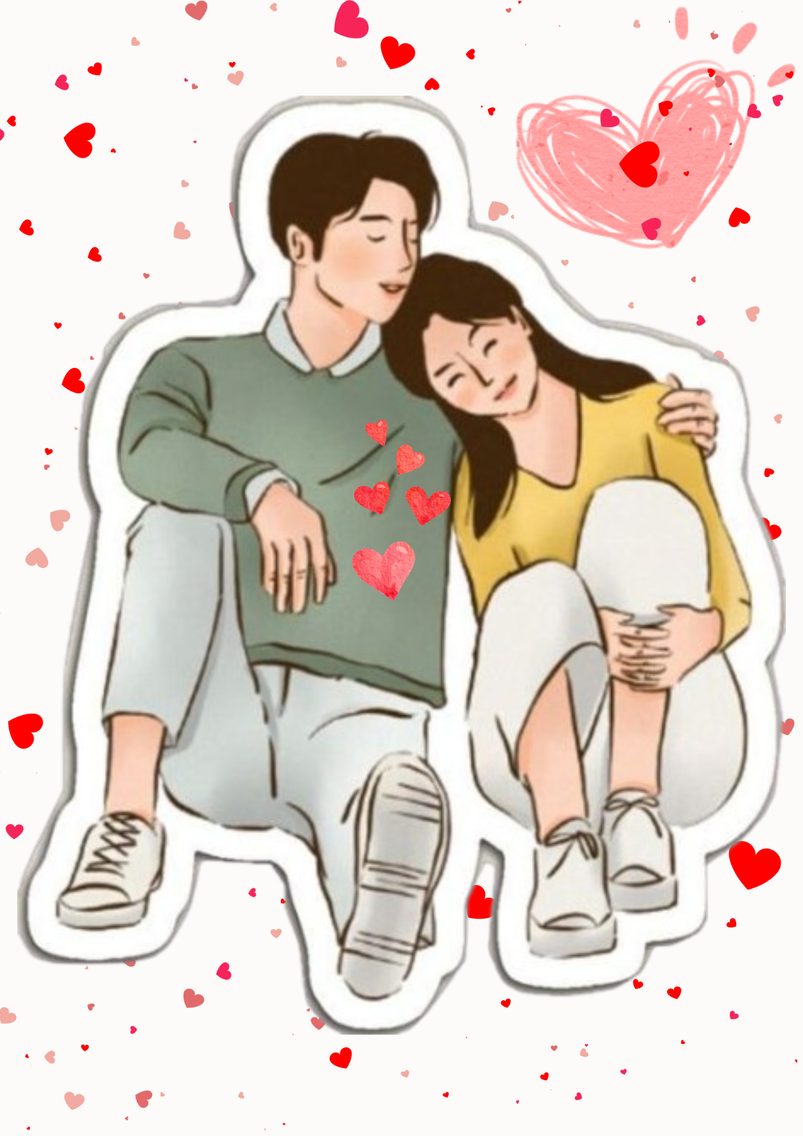 Cute Romantic Hug Poster | Couple Love Illustration Wall Art