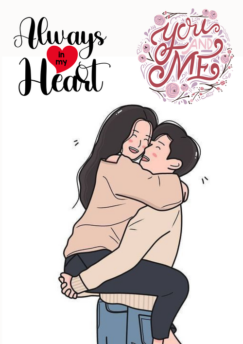 Always in My Heart Poster | Romantic Hug Illustration Wall Art