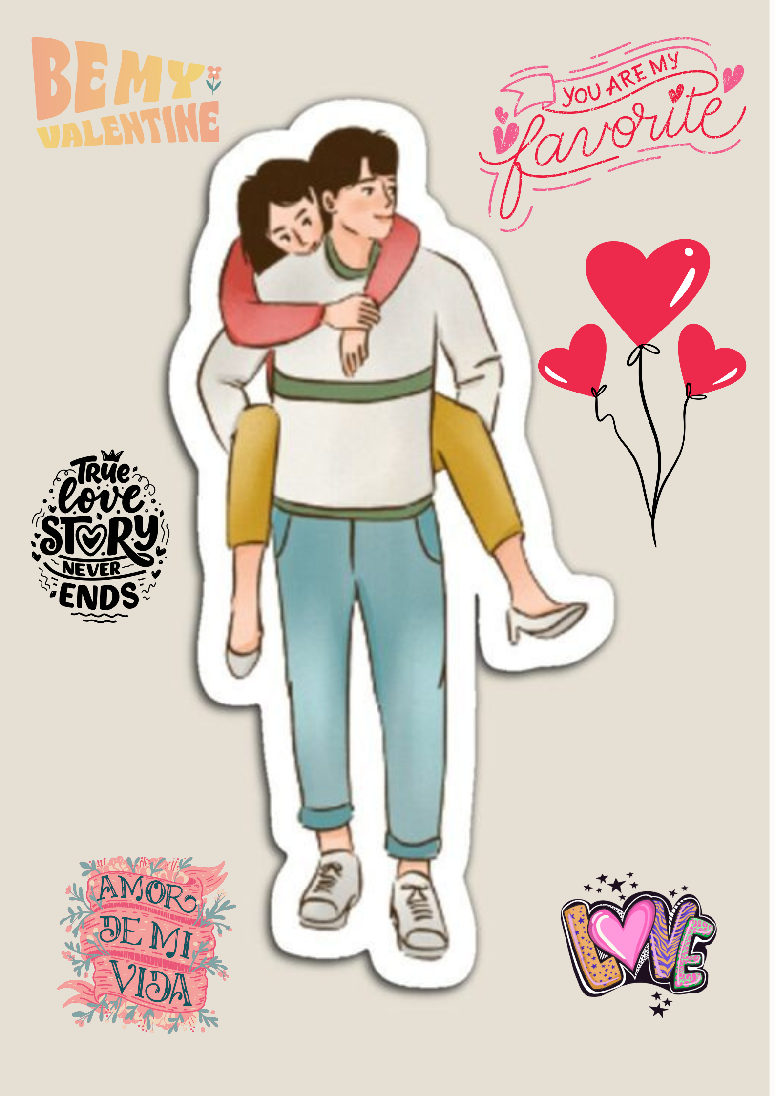 Be Mine Forever Romantic Poster | Cute Couple Illustration Wall Art
